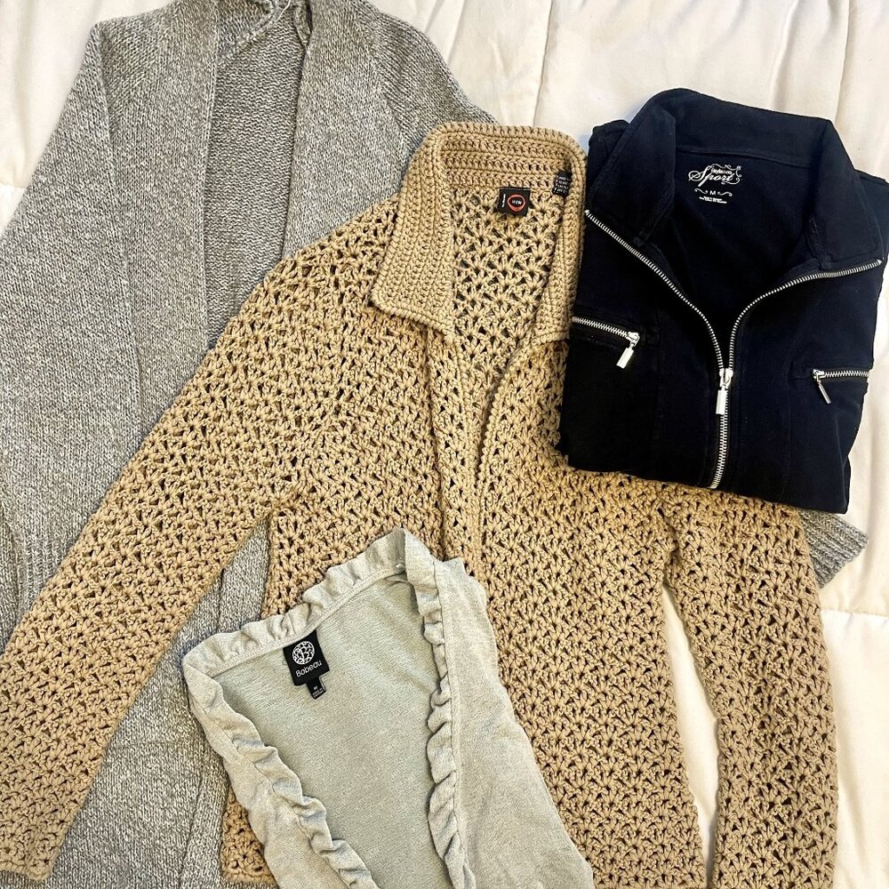 Lot of Four Jacket type Sweaters and Tops - Size Medium